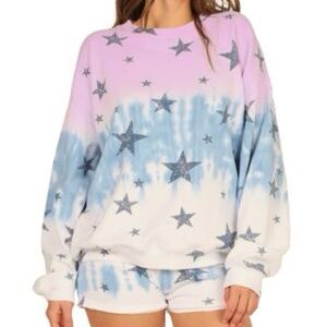 Vintage Havana Ombré Oversized Stars Sweatshirt